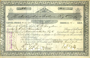 Mohawk and Malone Railway - Stock Certificate